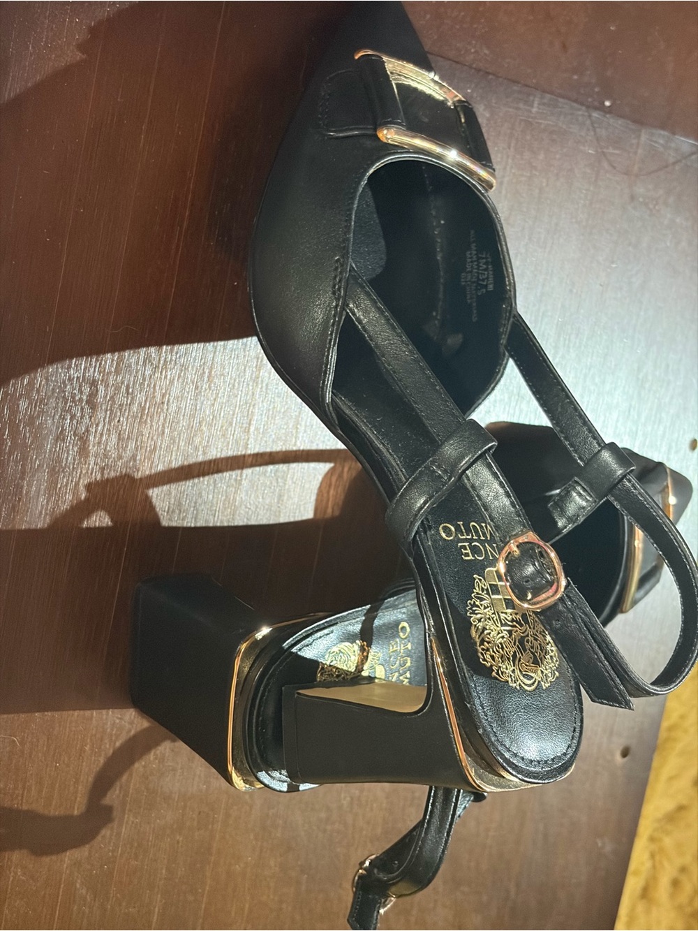 Vince Camuto Black Pointed Toe Slingback Pumps with Buckle Detail - Picture 10 of 12